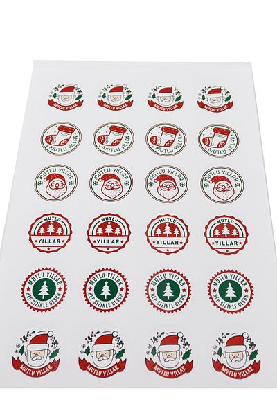reprodesign New Year's Themed Gift Package Label 4 cm Happy New Year Mixed Printed Label 24 Pieces