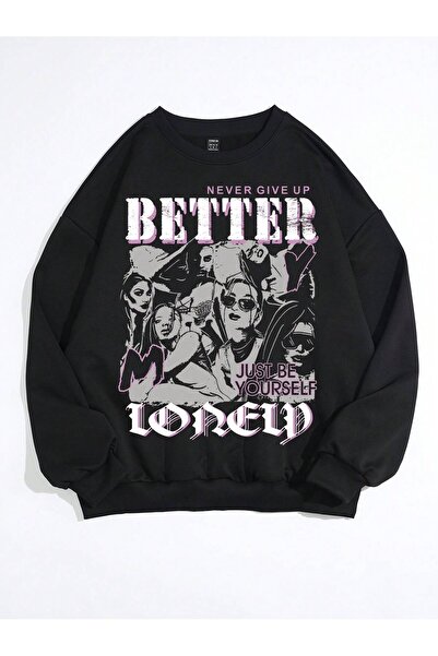 Adrift KOD ADR-SHEN Hanorac supradimensionat cu umeri picături și slogan Coolane