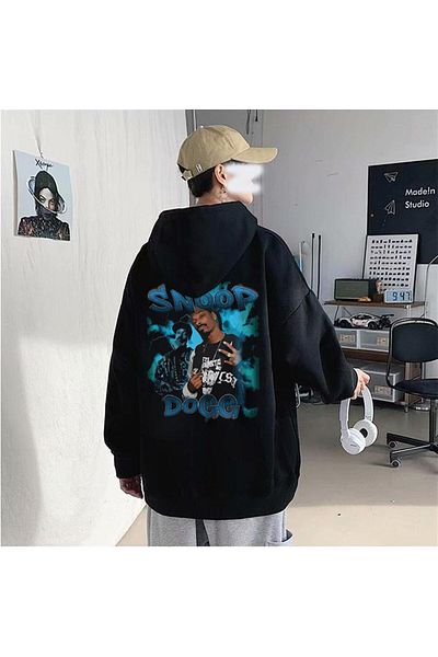 Touz Moda dompuleri fashion Rap Star Printed Μαύρο φούτερ με κουκούλα Unisex Oversize