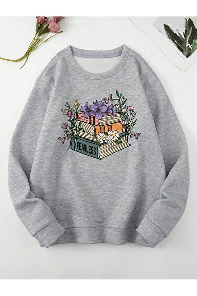 Adrift ΚΩΔΙΚΟΣ ADR-SHEN LUNE Φούτερ με θερμική επένδυση με βιβλίο και φλοράλ ...