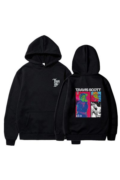 Touz Moda dompuleri fashion Travis Scott Φούτερ με στάμπα μαύρου Unisex Oversize με κουκούλα