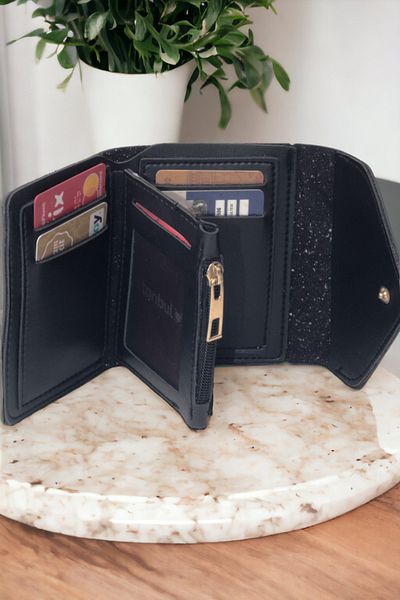 dericom Accesoriu elegant pentru carduri portofel din piele moale pentru femei, cu fermoar și fermoar