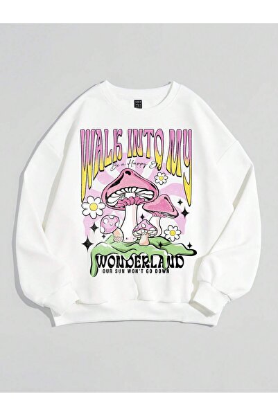 Adrift KOD ADR-SHEN EZwear Hanorac supradimensionat cu umăr picătură cu grafi...