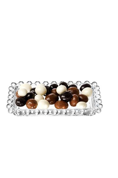 Yenigeldi 1 Piece Rectangular Cookie Dragee Turkish Delight Butter Presentation Bowl with Bead Edge