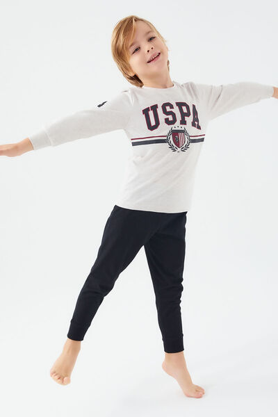 U.S. Polo Assn. Σετ πιτζάμες για αγόρι καφέ μακρυμάνικο