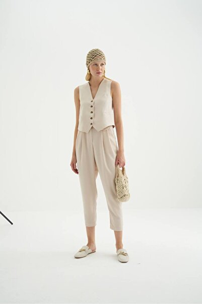 Laluvia Stone Harvey Buttoned Masculine Women's Vest