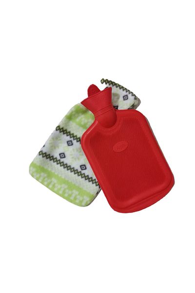 Arnee Ethnic Patterned Green and White Covered Hot Water Bag, Patterned Thermophore, Overalls 1.50 Lt