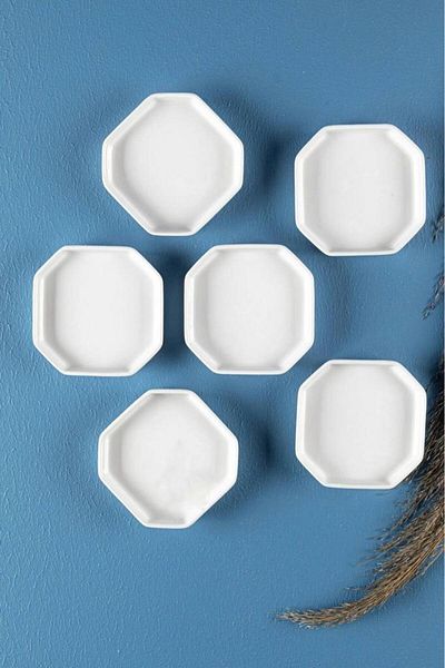 emir home shop 6 Pieces Porcelain Food Serving Plate Serving Serving Breakfast Snack Bowl Plate Treat 10cm