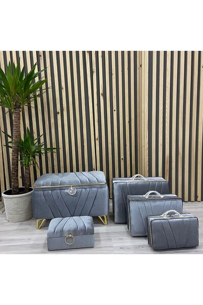 Kırçova Tekstil Kuğu Bohça Gelin Düğün Çeyiz Sandığı 5 Li Set