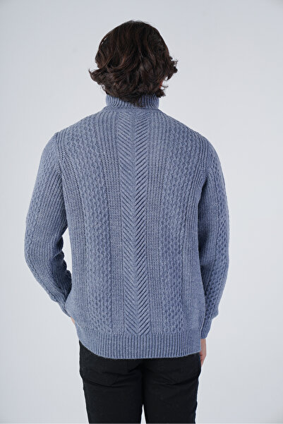 Trist Star Μάλλινο πουλόβερ με πλεκτό ζιβάγκο με πλεκτό ανδρικό τρίχωμα Aviator