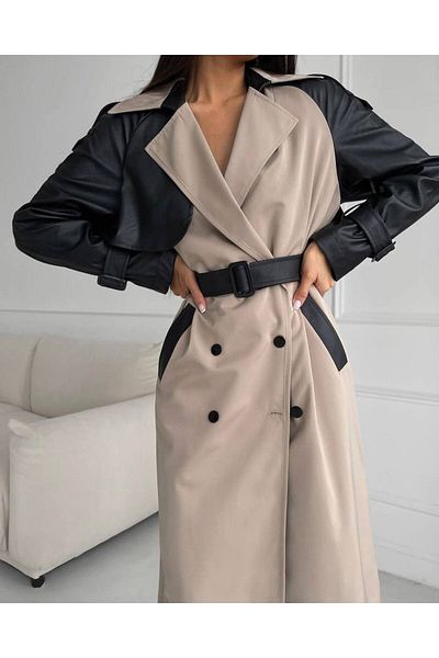 Pulli Collection Trench din piele din țesătură Bondit
