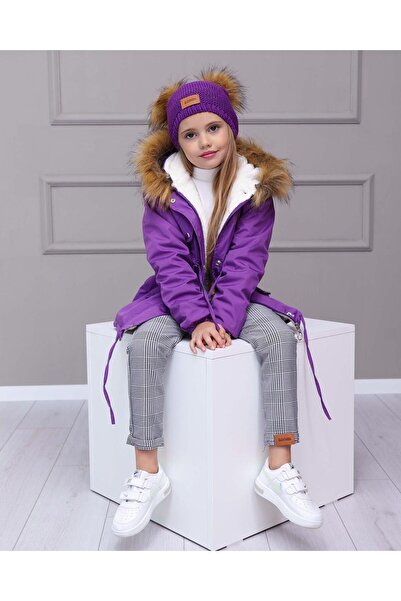 Kids Kız Çocuk Mont Bere Pantolon Takım