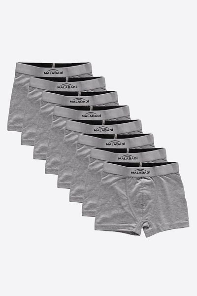Malabadi Boy's Grey 8 Pack Cotton Elastane Boxer 208