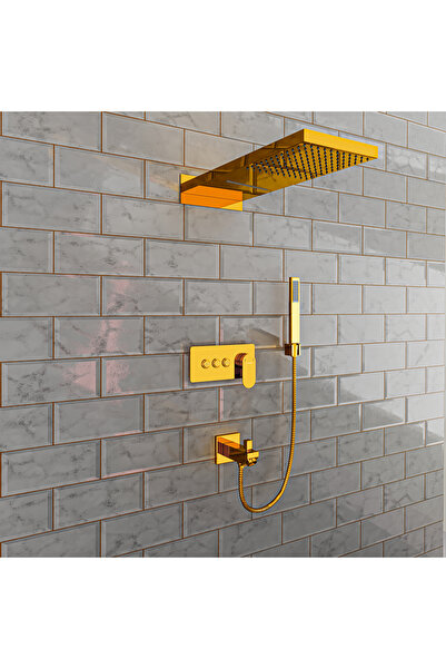 Fause Ankastre Comfort Panel Şelale Duş Seti Altın Fau111-g