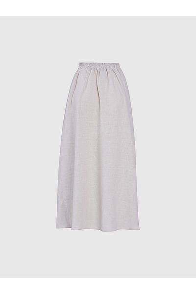 Juste Studio Linen Beige Elastic High Waist Skirt