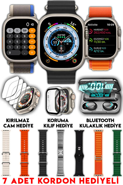 SMARTEST Akıllı Saat Watch Ultra+49mm Bluetooth Kulaklık 7 Kordon Kasa Koruma...