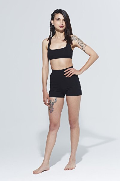 Comm-Ci Nomi Siyah Cepli Kısa Şort Spor Tayt