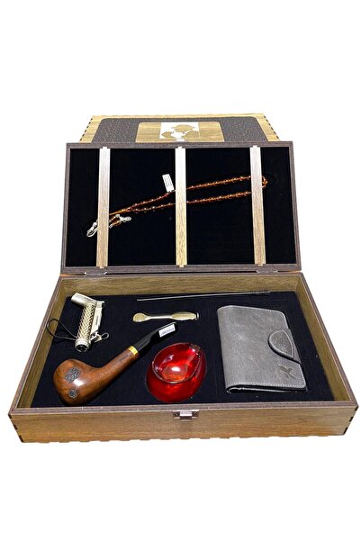 Pipsan PİPSAN PİPO AHLAT AĞACI BALSA FİLİTRELİ ÇAKMAKLI CÜZDANLI TESBİHLİ SET...