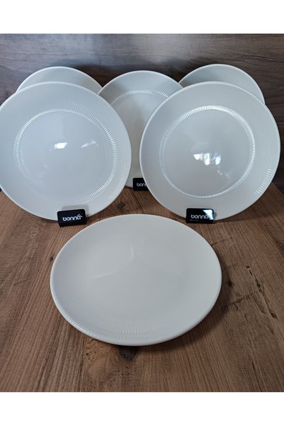Bonna Porselen Iris White Serisi 6'lı Servis Tabağı 27 cm Irs Wh Grm 27 Dz