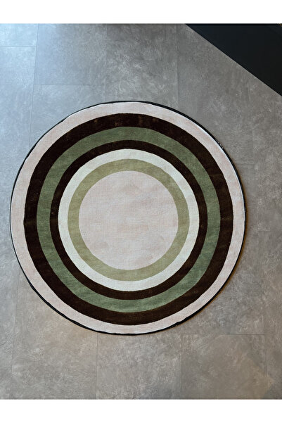 Rugs Modern Halı Round Geometric Pattern Beige Woven Base Carpet Mira 1450
