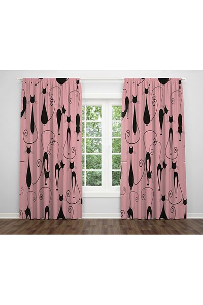 ALBANHOME Alban Home Children's Room Cat Patterned Digital Printing Single Wing Background Curtain