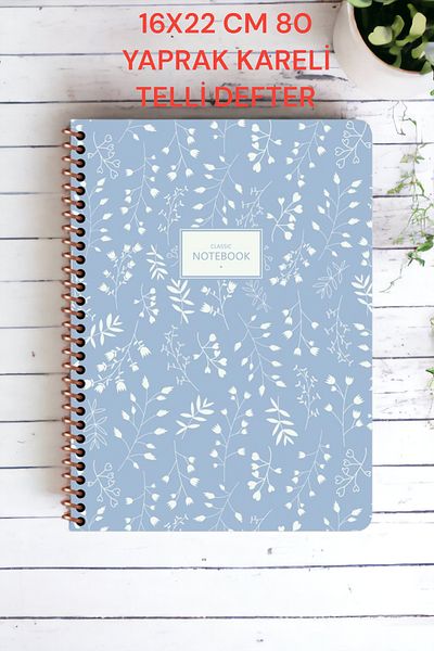 KESKİN COLOR CHECKED 16x22 CM 80 SHEETS CARDON COVER WIRE NOTEBOOK 60 GRAM WHITE PAGE PASTEL
