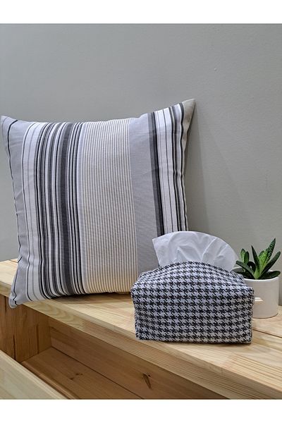 Tasarım Sentezi Handmade Napkin Holder Wet Wipes And Accessory Case Bag Gray