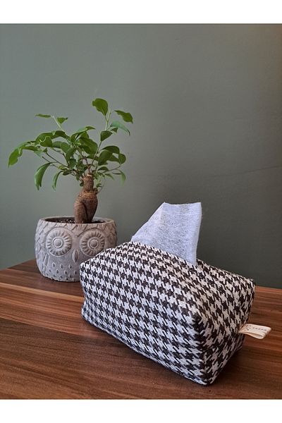 Tasarım Sentezi Handmade Napkin Holder Wet Wipes And Accessory Case Bag Dark Brown