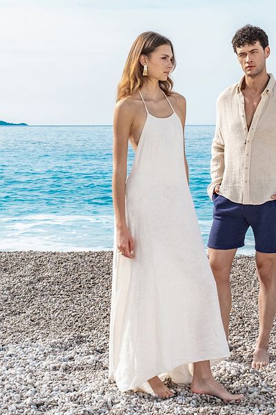 Buldans Marisa Backless Linen Beach Dress