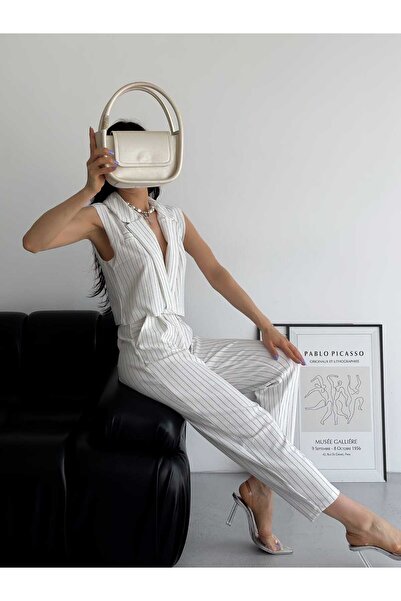 MST CLOTHİNG Ρίγες Λεπτομέρειες Πλισέ Παντελόνι