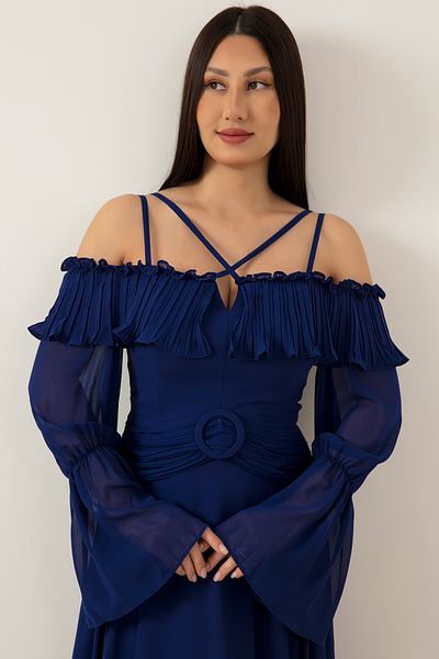 PULLIMM Madonna Collar Tulle Evening Dress 1466