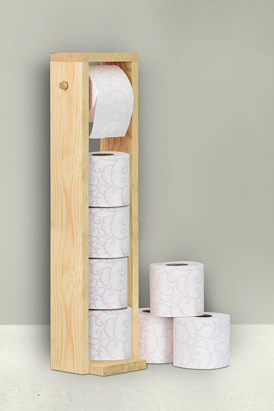 Grootland Wooden Toilet Paper Holder with Spare Chamber