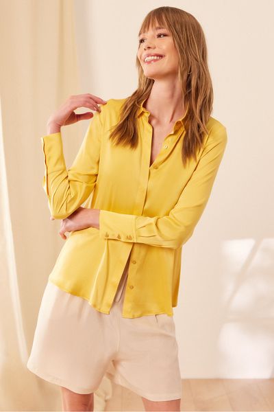 Silk and Cashmere Yellow Women Shirts Styles, Prices - Trendyol
