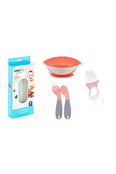 Babyjem Glass Grater and Vacuum Food Plate - Angled Spoon Fork Set + Fruit an...