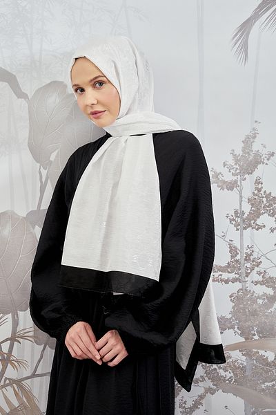 ARMANDA Chain Monogram Shawl - New Trend Color Shawl Scarf Hijab - Off White
