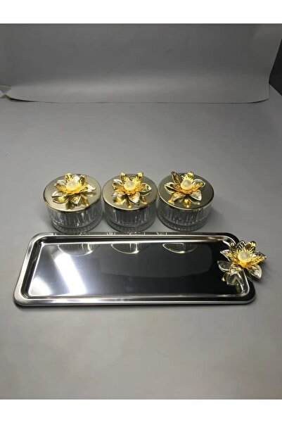 NEWTREND Züccaciye Lily Flower Elysia Silver 3 Piece Snack Bowl, Presentation...