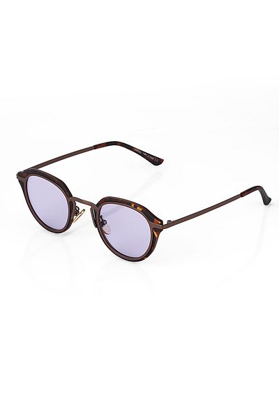 TomyHelf Unisex Sunglasses Oval Purple Matte Glass Leopard Pattern Bone Frame