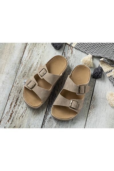 English Home Men's Street Slippers - Pedro Faux Leather, 43 Beige