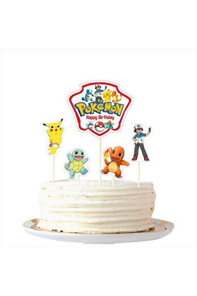 SİYAH PARTİ EVİ Pokemon Doğum Günü Pasta Süsü / Kürdan Seti