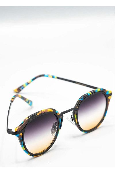 TomyHelf Women's Sunglasses Colorful Patterned Frame Black Gradient Glass Oval