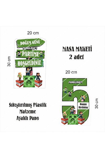 SİYAH PARTİ EVİ Minecraft 5 Yaş Doğum Günü Maketi / Pasta Süsü Seti