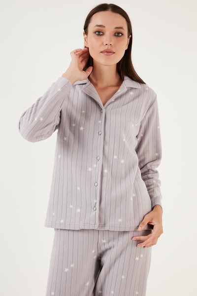 Lela Regular Fit Gömlek Yaka Önden Düğmeli Polar Pijama Takımı PİJAMA TAKIMI 6571009