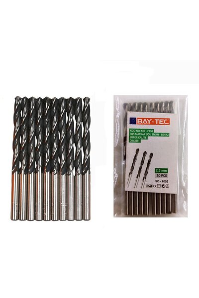 Genel Markalar Matkap Ucu (10 ADET) Hss 2.5 mm Siyah Beyaz MU0901
