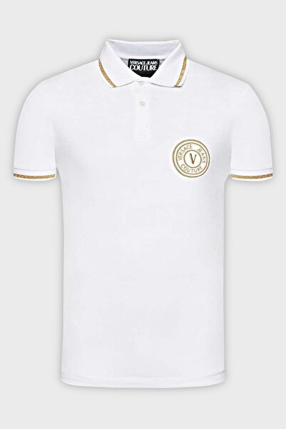 VERSACE JEANS COUTURE 100% Cotton Logo Polo Neck Regular Fit T Shirt Men's POLO SHIRT 74GAG