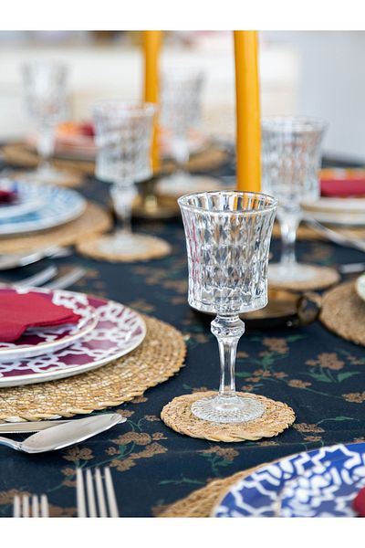 BÜYÜLÜ HOME Σετ 9 τεμαχίων 1ης ποιότητας American Wicker Jute Σερβίρισμα 4 τμχ 35cm κάτω μέρος πιάτων 4 τμχ φλιτζάνια κάτω 1 Trifle
