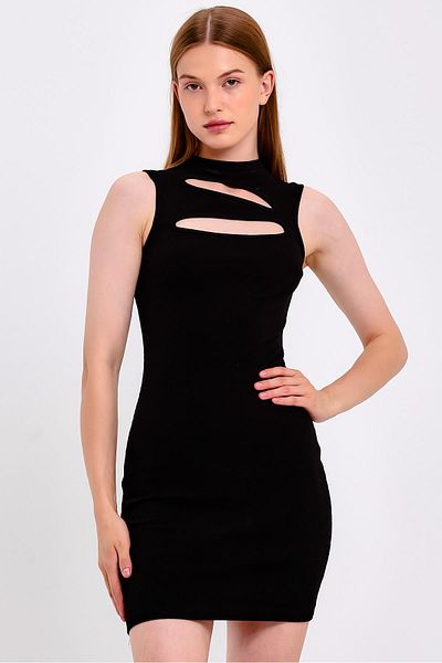JAHR MARC Rochie neagră bodycon cu detaliu fereastră