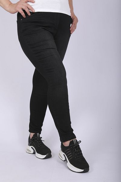 Hitit Butik Stonewashed Black Slim Leg Trousers
