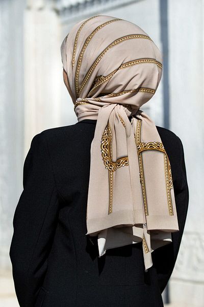 Vissona Γυναικείο σάλι πολυτελείας Medina Silk Beige-4