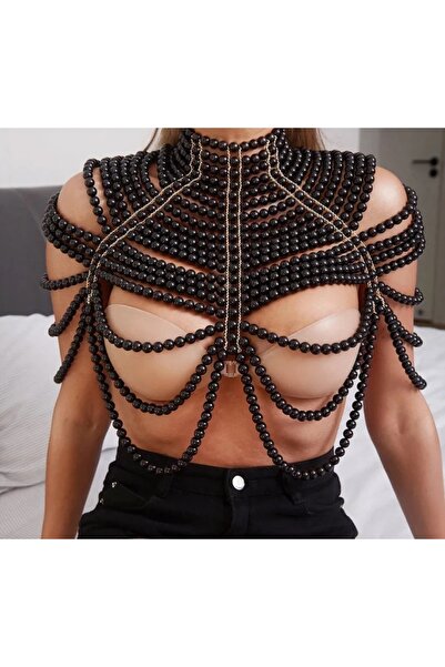 es moda shop Adah inci vücut zinciri siyah