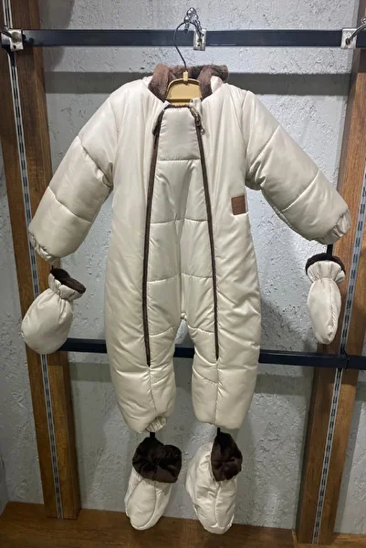 PODIUM GYM New Trend Unisex Baby Cosmonaut - Double Zip Jumpsuit with Removable Gloves and Booties